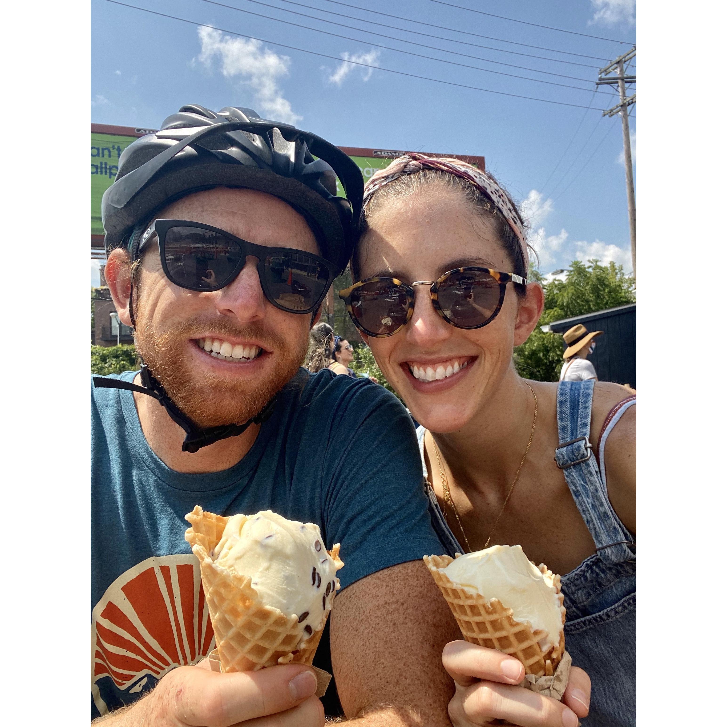 Biking to get ice cream at Blank Slate in Ann Arbor