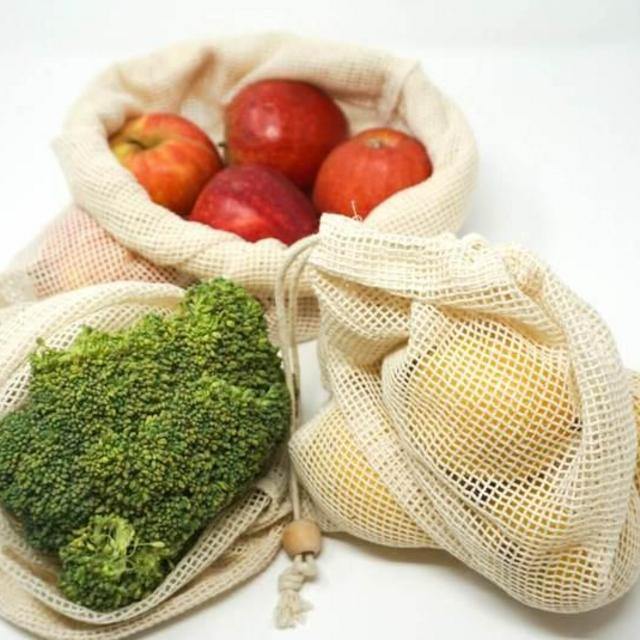 Cotton Mesh Produce Bags - 3 Pack