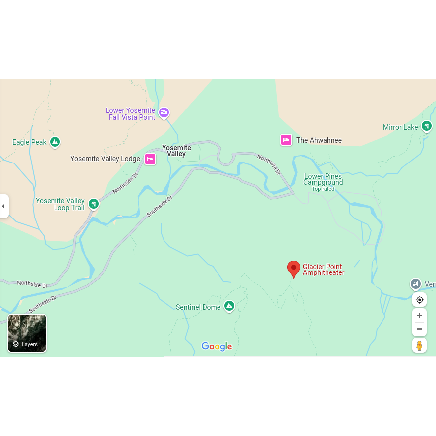 Map of ceremony location, Glacier Point Amphitheater.