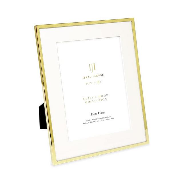 Isaac Jacobs 7x9 (Matted 5x7) Gold Metal Picture Frame, Classic Metal Photo Frame Made For Tabletop & Hanging Display, Home and Office Décor, Photo Gallery and Wall Art (7x9 (Matted 5x7), Gold)
