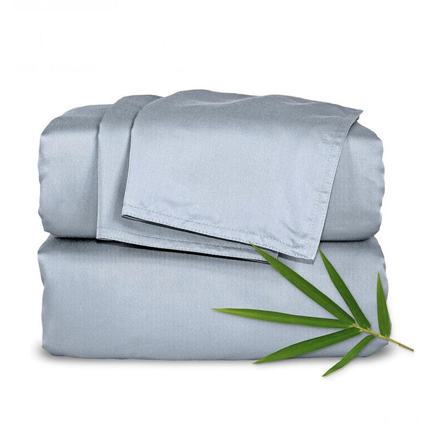 Pure Bamboo King Sheets, Genuine 100% Organic Viscose Derived from Bamboo Bed Sheet Set, Luxuriously Soft & Cooling, Double Stitching, 2 Year Quality Promise (King, Sterling Blue)