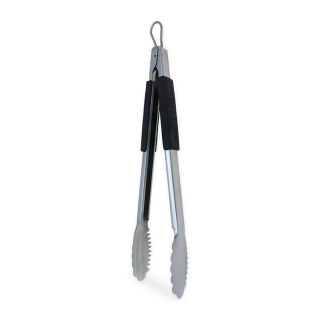 Just Grillin' Easy Grip Stainless Steel Tongs with Black Handle