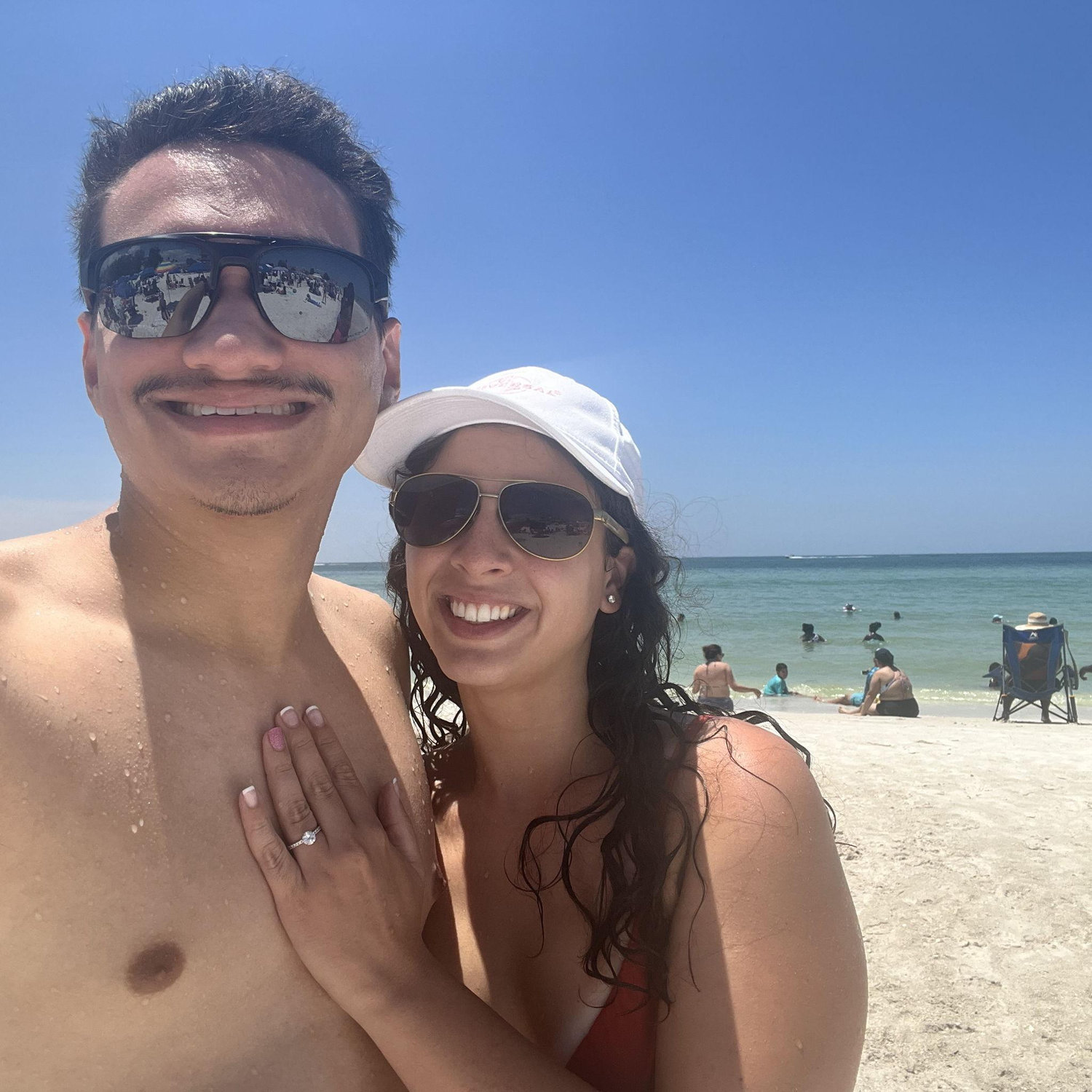 August 2024: Our beach day in Florida after we got engaged.