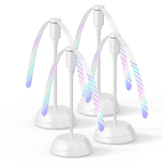 Edvision 4Pack Food Fan for Table, AA Battery Powered, Portable Fan with Flexible Gooseneck and Soft Blades, Soundless Table Fan for BBQ, Picnic, Party, Patio, Kitchen and Restaurants, White