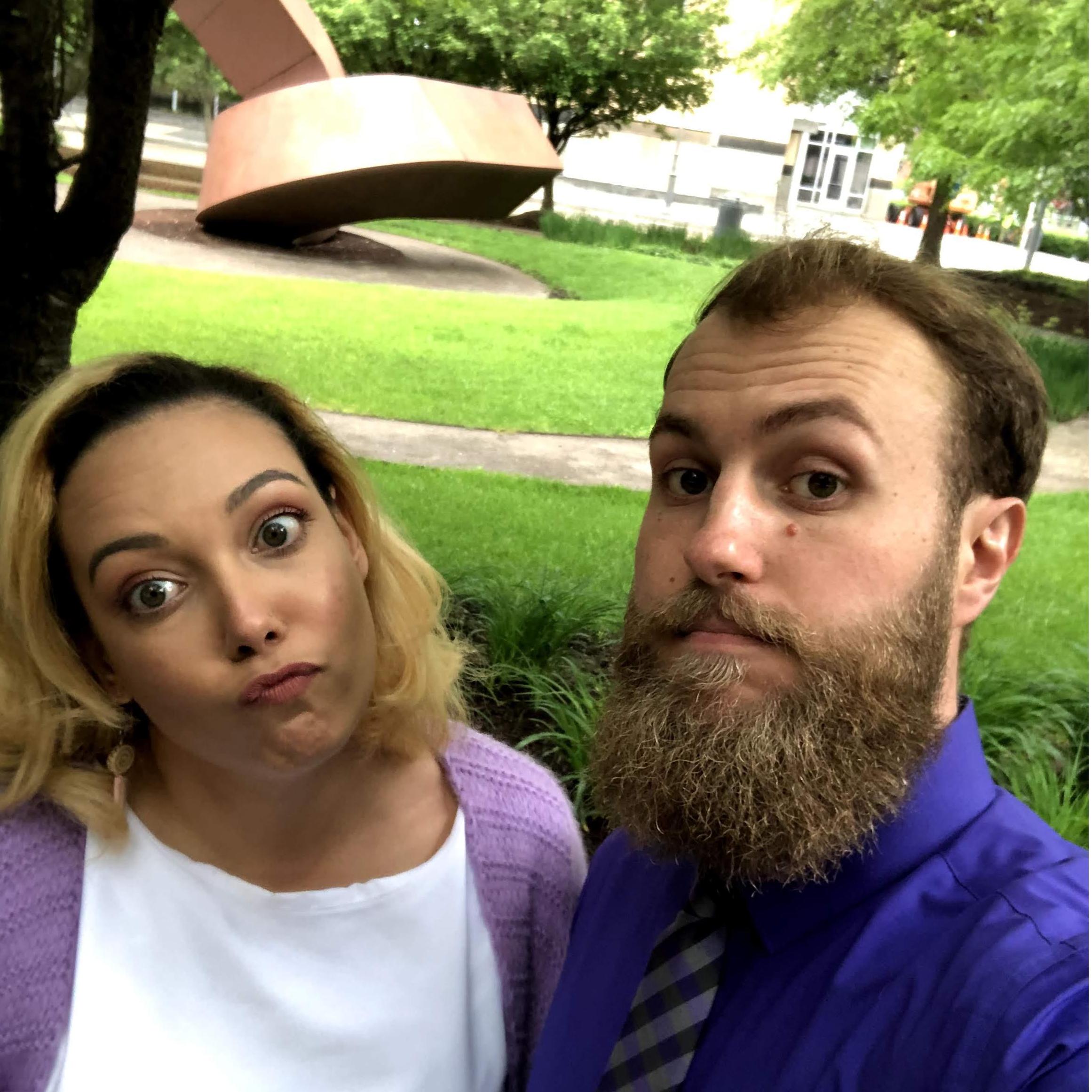 Our very first selfie @ office photo day. She was crushing on my beard.