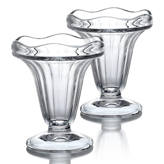 kanpura 2-Piece 5 oz Crystal Art Deco Ice Cream Bowl Set, Thicker Bottom, Freezer Safe, Dishwasher Safe, Elegant Tulip Design for Desserts, Salads, Fruits, Cocktails