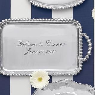 Personalized Pearled Large Handled Service Tray