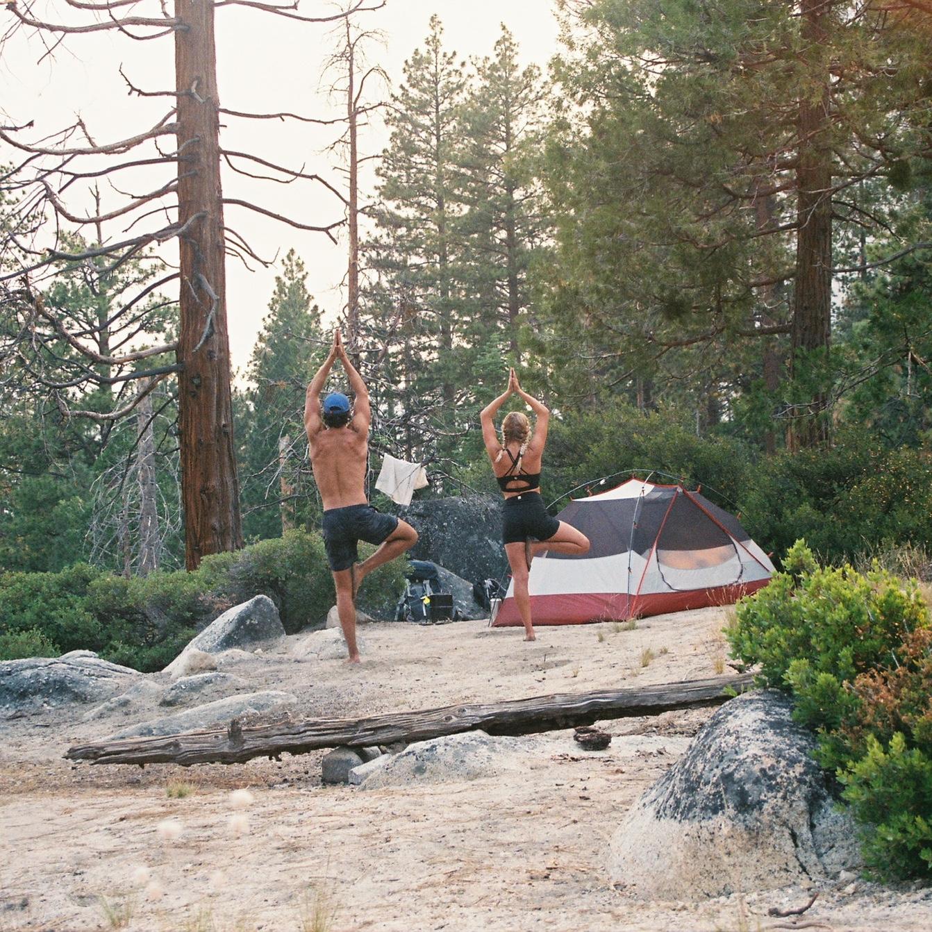 Some light yoga after hours of backpacking