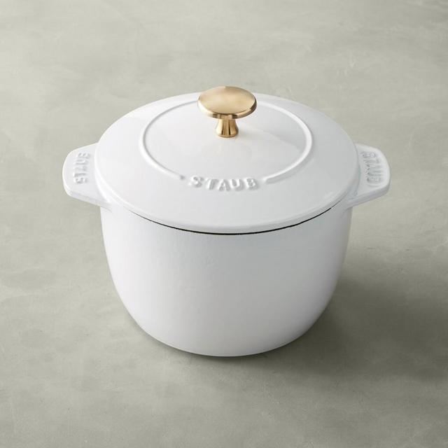 Staub Petite French Oven, 1 1/2-Qt., White with Brass Knob
