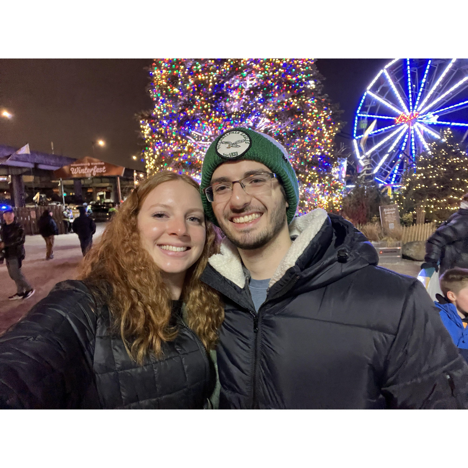 Ice skating at Penn's Landing, it was also our first Christmas together in Philadelphia.