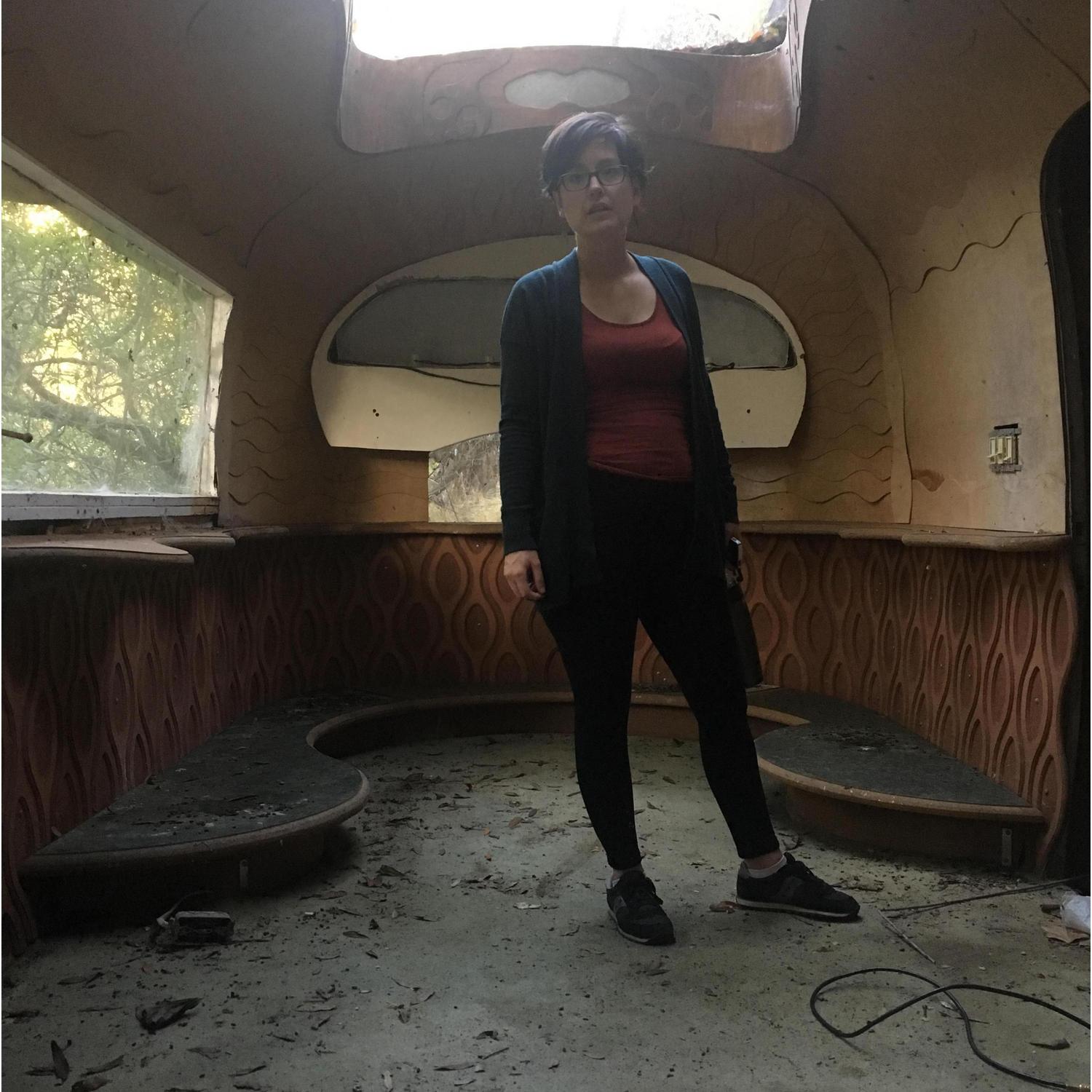 This was originally Neil Young's tour bus, repurposed as a rustic cabin living room - with cable!