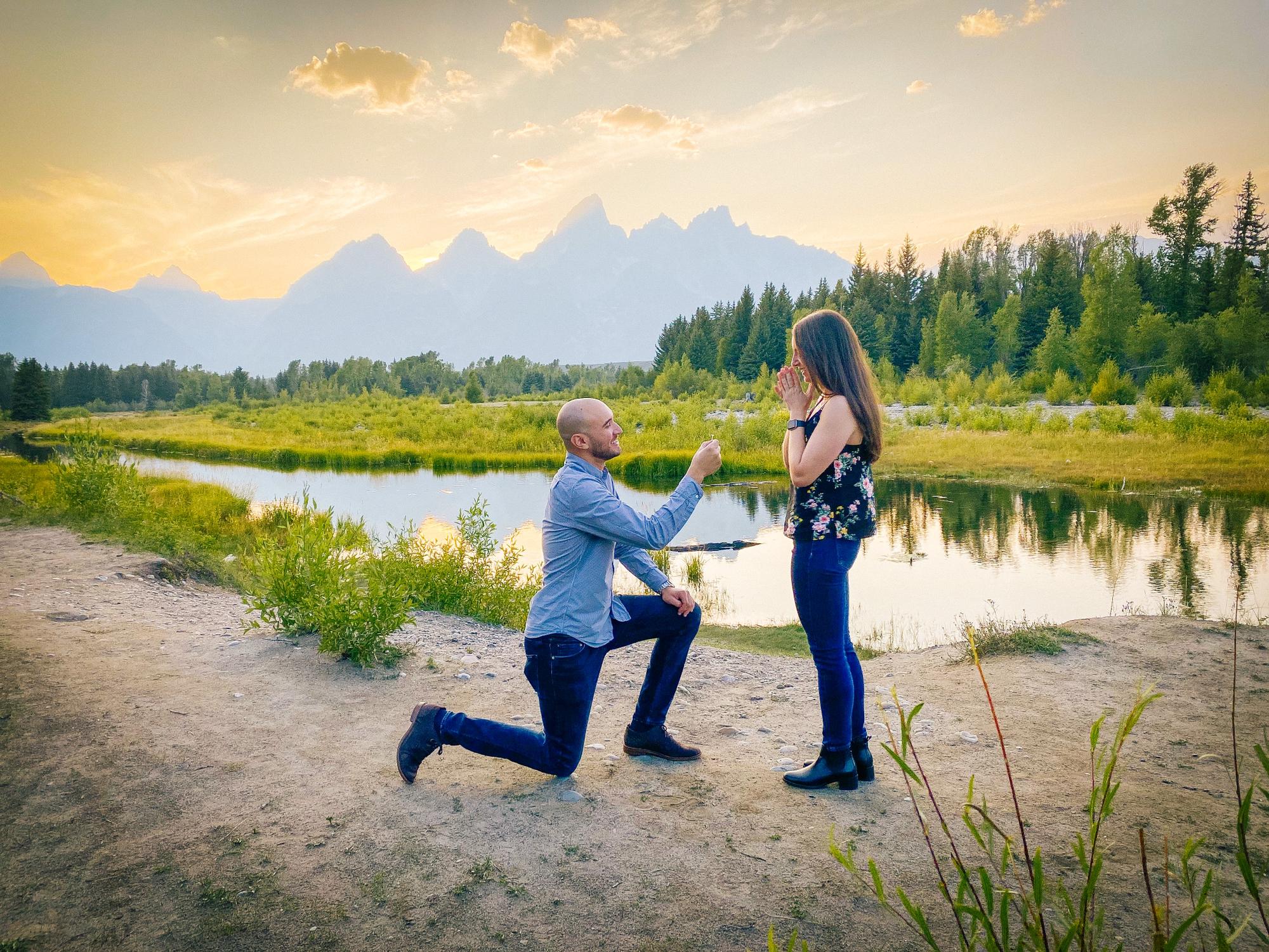 Engaged at Grand Teton National Park in Wyoming, Summer 2021