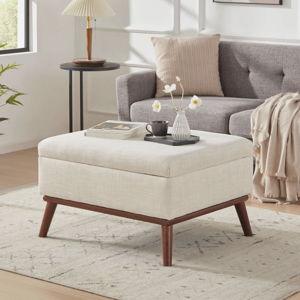 Jadier 28.35'' W Upholstered Rectangle Ottoman with Storage - Beige