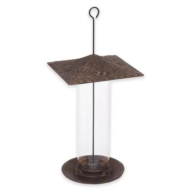 Whitehall Products Oak Leaf 12-Inch Tube Bird Feeder in Oil Rubbed Bronze