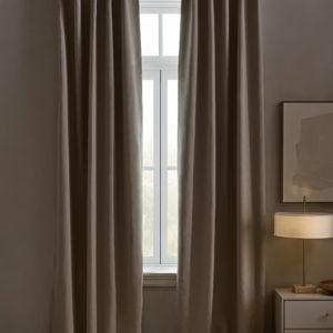 European Linen True Blackout Curtain in Dark Flax