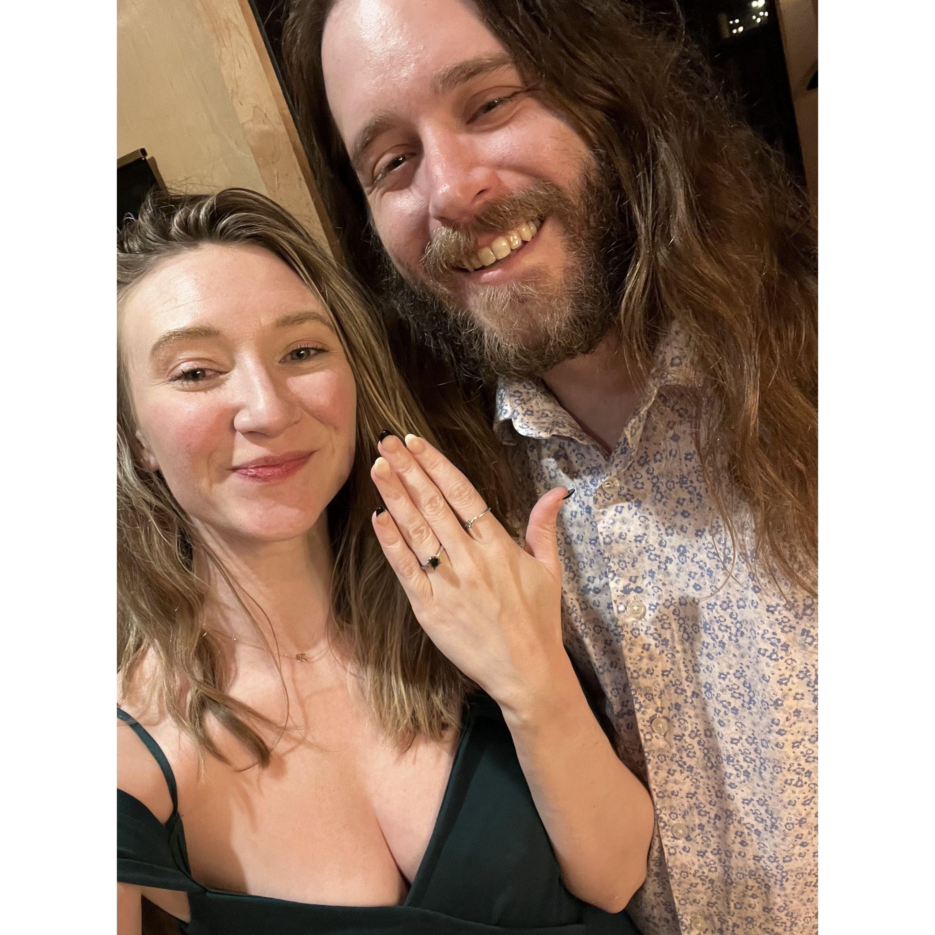Had to take a quick selfie the moment after we got engaged. Ryan proposed at midnight on our 3rd anniversary in a beautiful treehouse