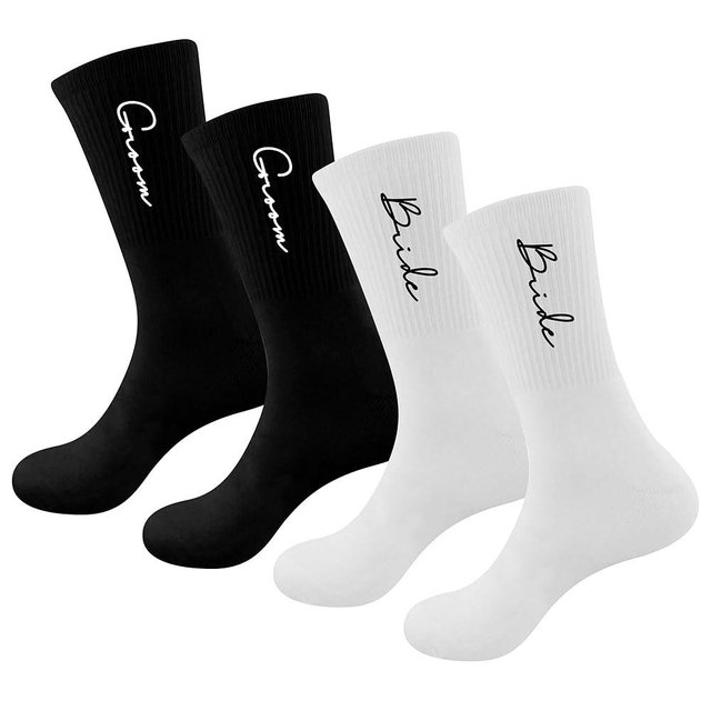GroomBrideGifts Wedding Crew Socks Gifts - Just Married Decorations, Engagement Honeymoon Essentials.