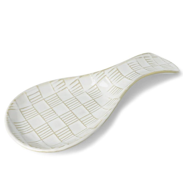 GDCZ 8.5Inch Ceramic Spoon Rest, Large Spoon Holder for Stove Top, Heat-Resistant Cooking Utensil Rest, Dishwasher Safe (White)