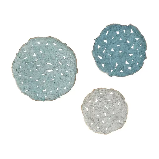 Madison Park Rossi Painted Iron Wall Art in Blue Set of 3