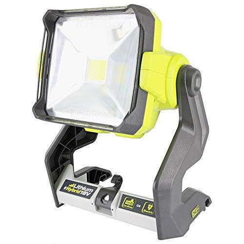 Ryobi P721 One+ 1,800 Lumen 18V Hybrid AC and Lithium Ion Powered Flat Standing LED Work Light with Onboard Mounting Options (Battery and Extension Cord Not Included, Light Only)
