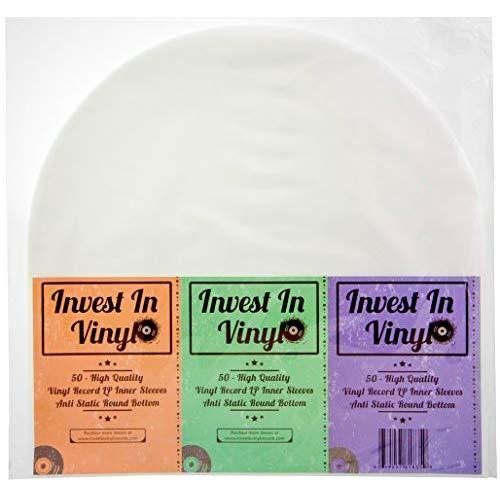 50 LP Inner Sleeves Anti Static Round Bottom 33 RPM 12" Vinyl Record Sleeves Provide Your LP Collection with The Proper Protection - Invest In Vinyl