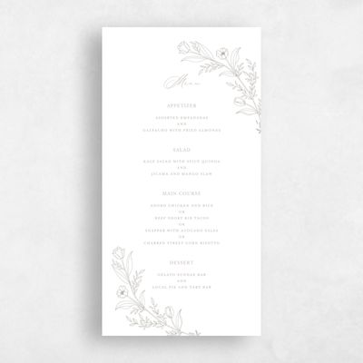 Grey Greenery Wedding Menu - Seraphine Letterpress