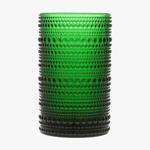 Jupiter Beaded Tall Drinking Glasses, 13 oz., Set of 6 - Deep Grass Green