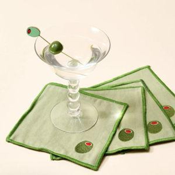 Embroidered Cocktail Napkins, Set of 4