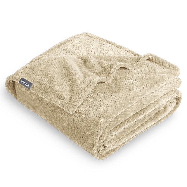 Chevron Oyster Microplush King Fleece Blanket by Bare Home