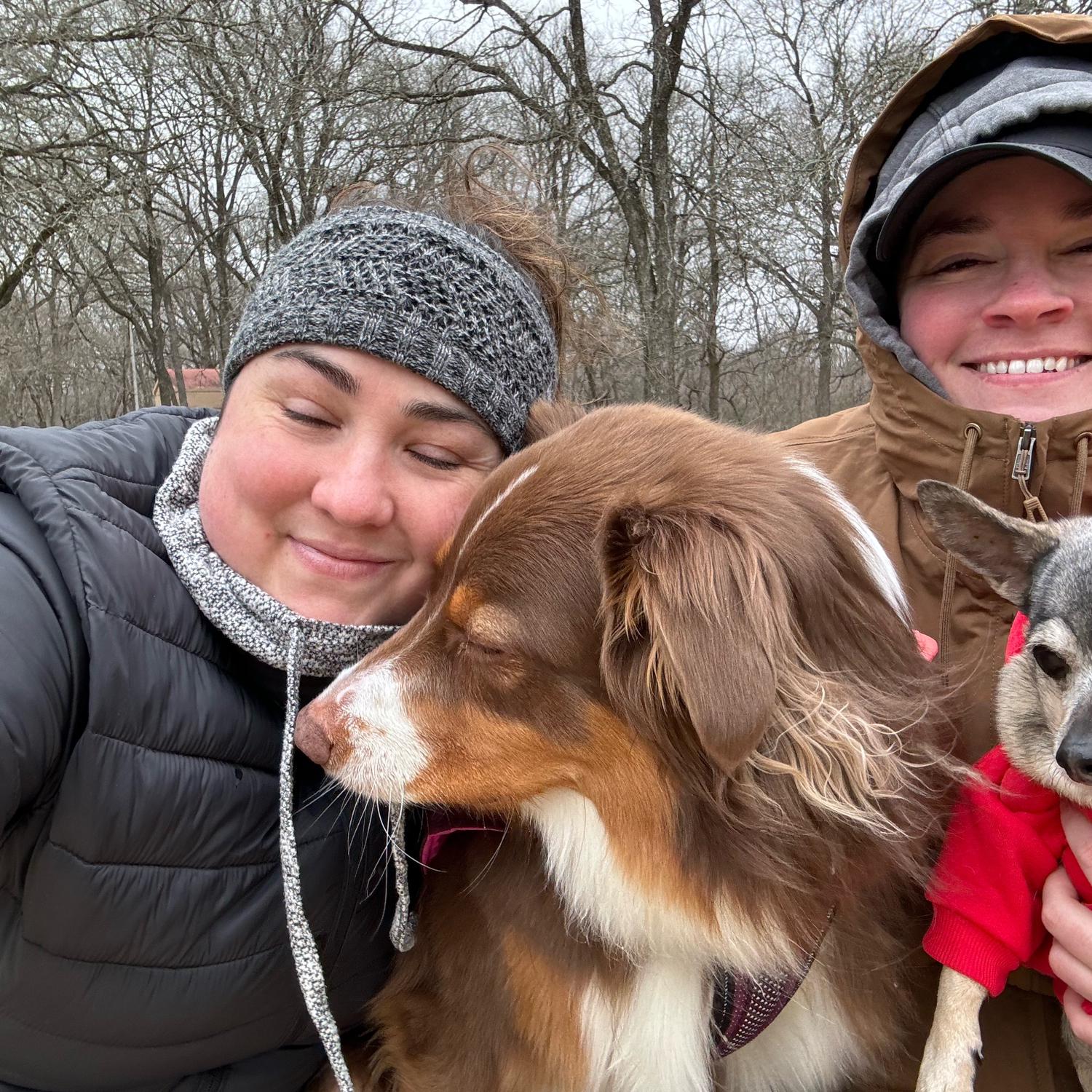 Taking the dogs for a walk at one of our favorite spots