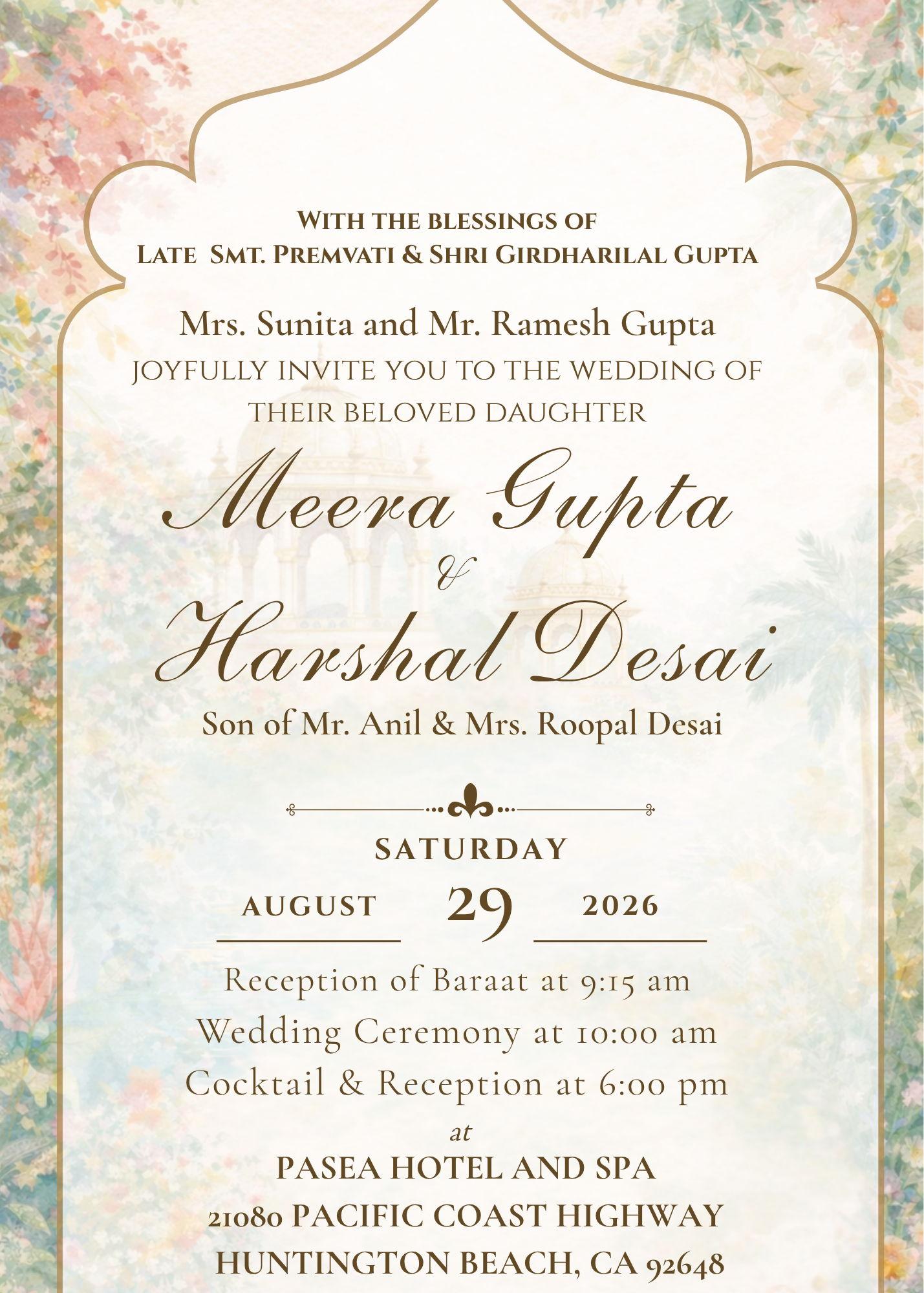 The Wedding Website of Meera Gupta and Harshal Desai