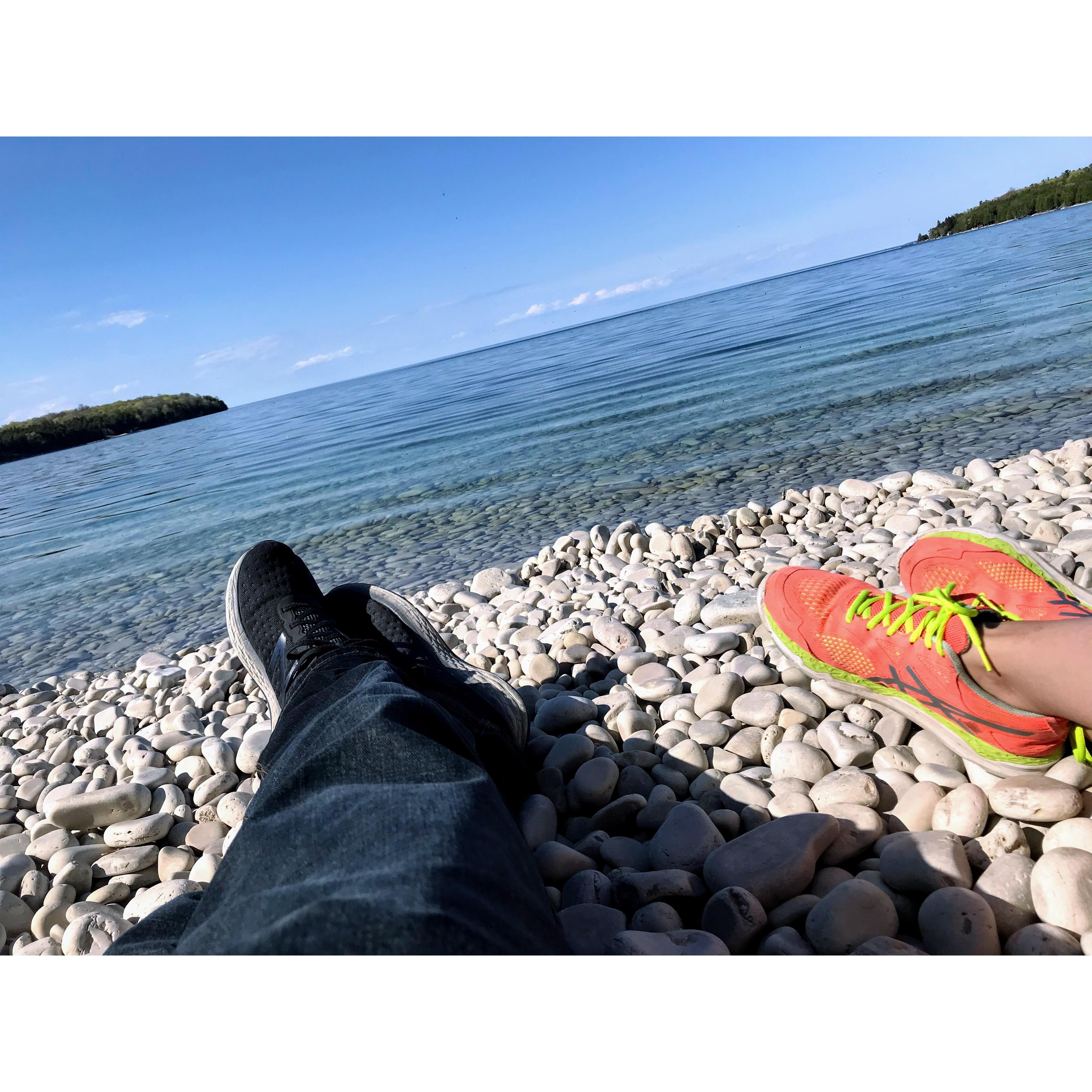 Let the waves hit your feet and Sand be your seat . - Washington Island, WI