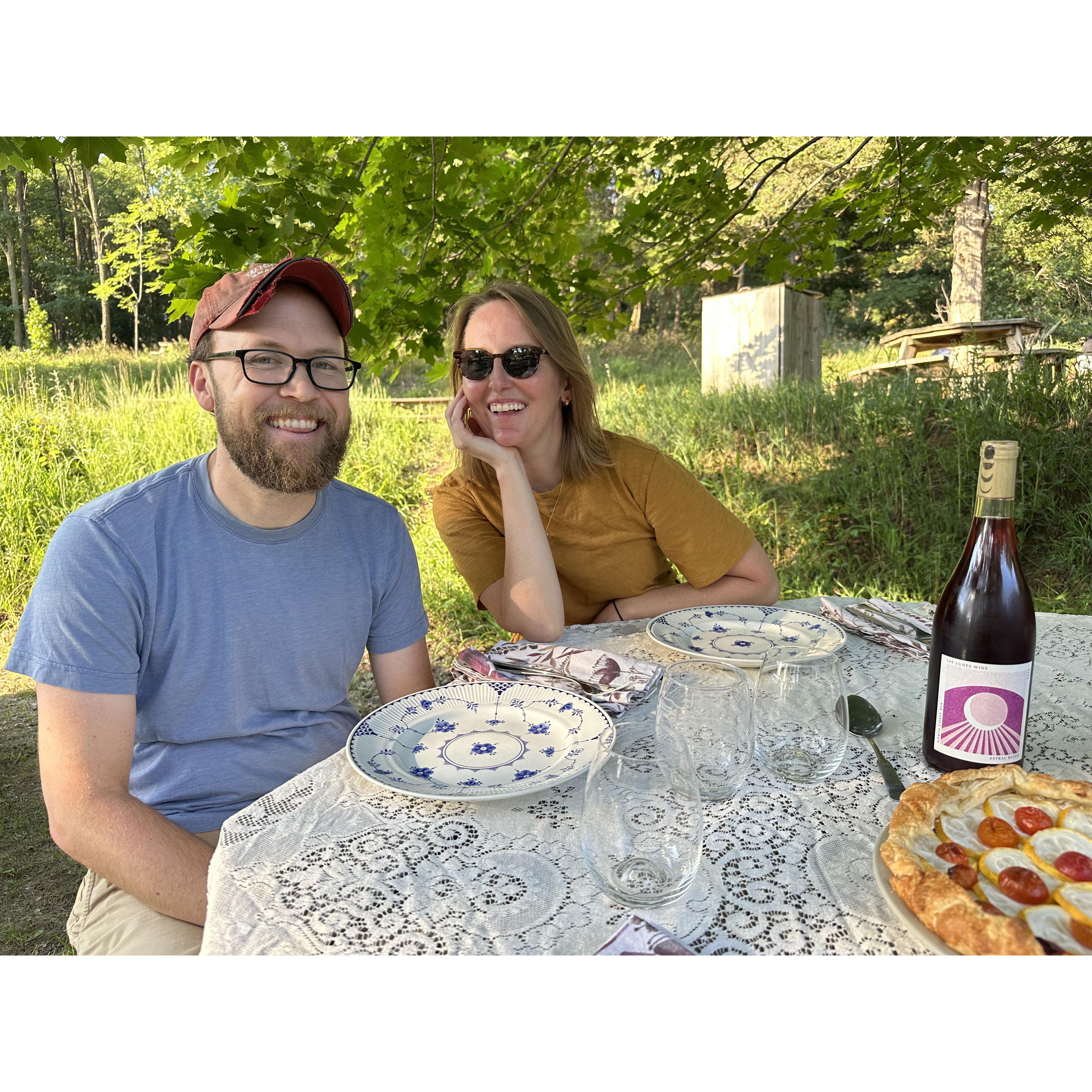 Picnicking before American Player's Theater with Becca
