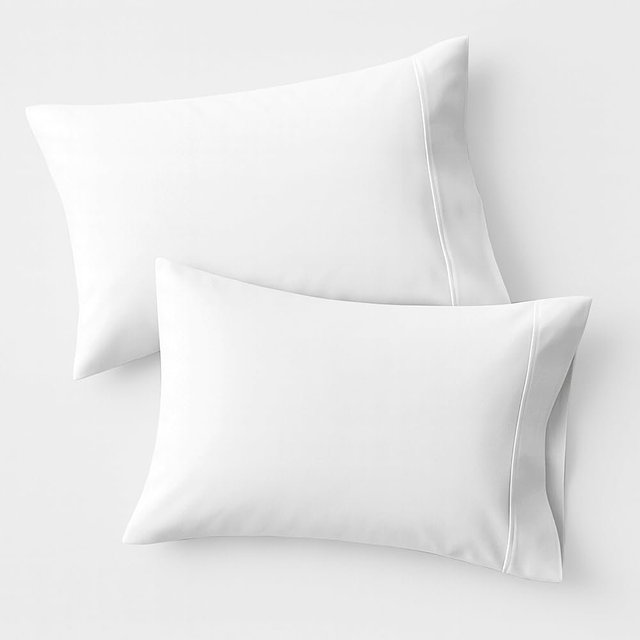 Ashton Sheets 100% Organic Cotton Pillow Cases Queen Size Set of 2 - Organic Cotton Percale Pillow Cases Standard Size (White), Soft, Cooling, Crisp & Breathable Percale Weave Covers, GOTS Certified