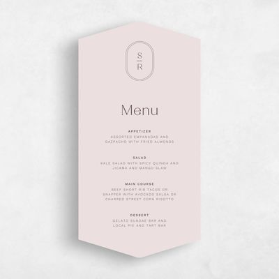 Pink Diamond Wedding Menu - Bridgetown