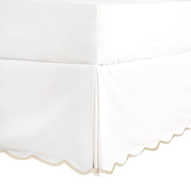 HIG Off White Chic King Bed Skirt - Easy Fit Scallop Edge Pleated Bedskirts, 14 Inch Drop Anti-Slip Dust Ruffle, Thick Fabric for Enhanced Privacy, Pre-Washed for Long-Lasting Use(N60022)