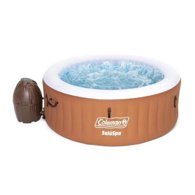 Coleman 90455 SaluSpa Miami 71" x 26" 4 Person Outdoor Portable Inflatable Hot Tub Spa with 120 Air Jets, Pump, 2 Filter Cartridges, and Cover, Orange