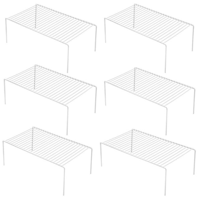 iPEGTOP Set of 6 Medium (13 x 9.4 Inch) Kitchen Cupboard Organiser, Freezer Cabinet Storage Shelf Wire Rack, Rustproof Steel Shelves for Fridge Pantries Countertops Utensils - White