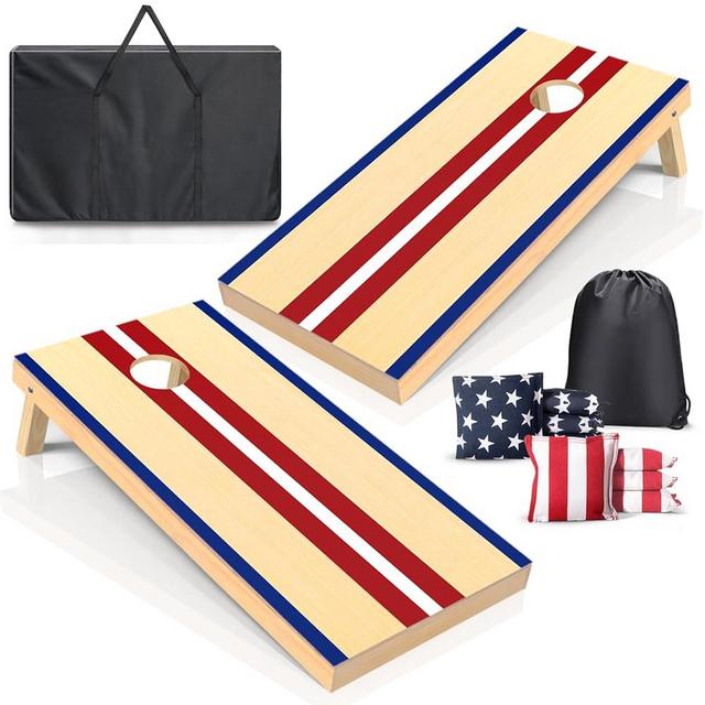 Cornhole Boards Set - Regulation Size 4x2/3x2ft Solid Wood Corn Hole Game Set with 8 Bean Bags and 2 Cornhole Boards - Perfect for Outdoor Game