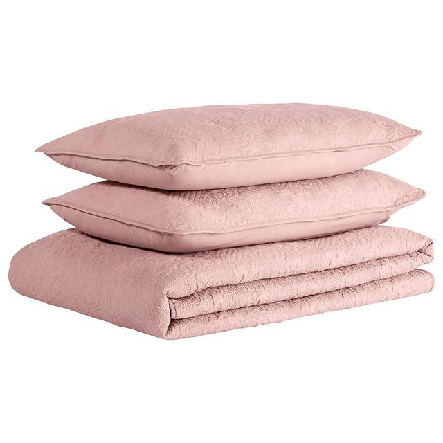 ST-890090 - Stone & Beam Vintage-Inspired Full/Queen Coverlet Set, Soft and Easy Care, 90" x 90", Blush