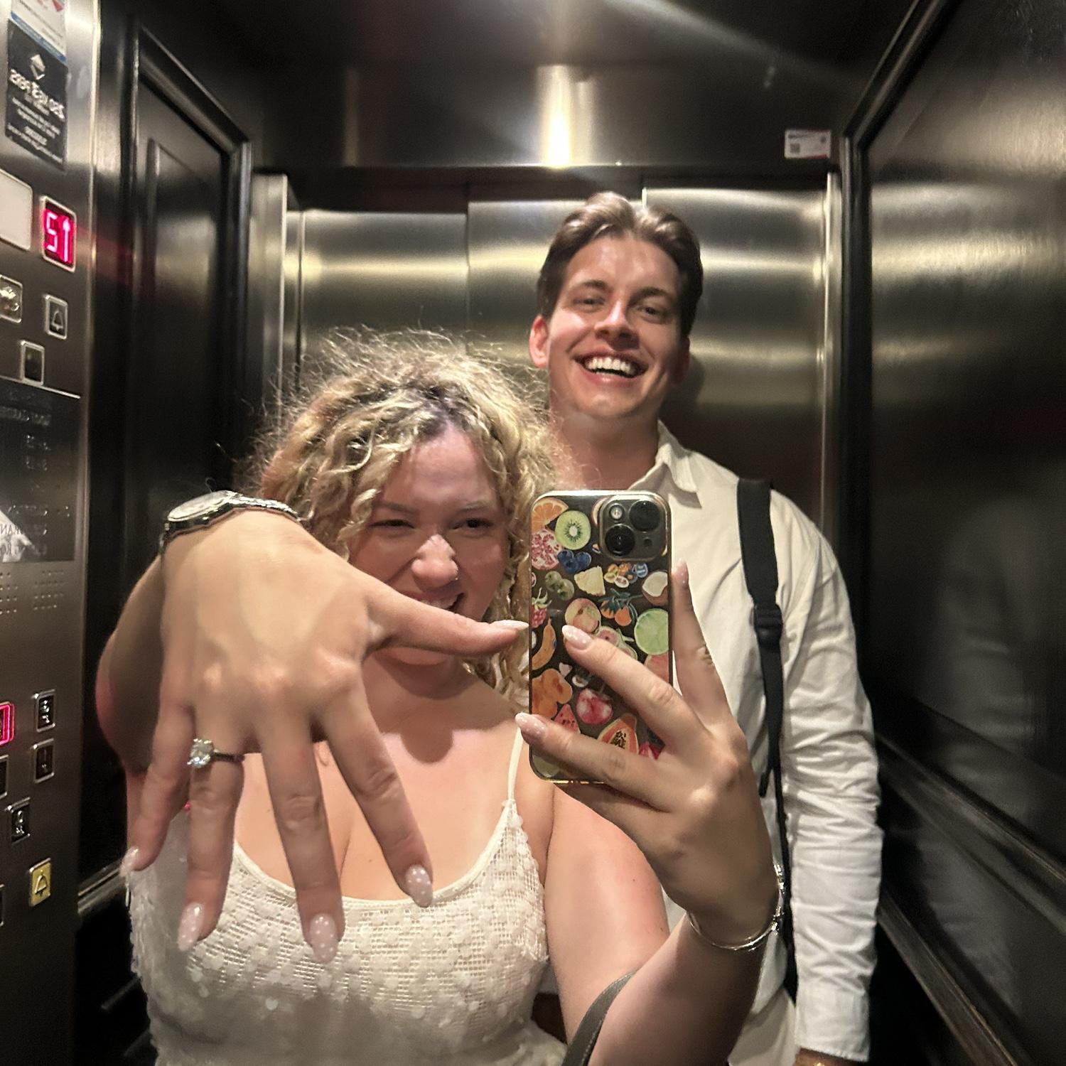 Post engagement dinner selfie in the elevator