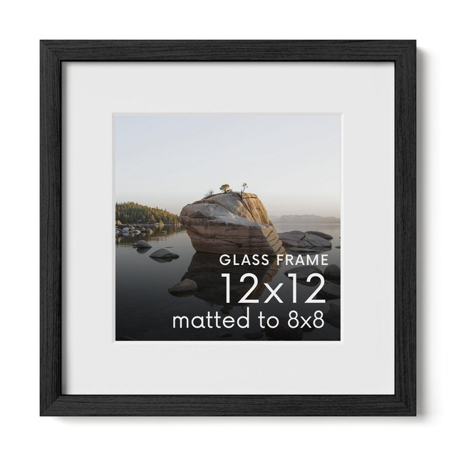 Haus and Hues Oak Picture Frame with Glass, Black, 12x12