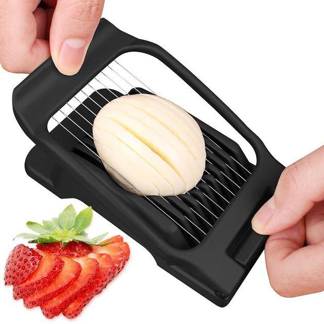 Black Egg Slicer for Hard Boiled Eggs Egg Cutter Strawberry Slicer