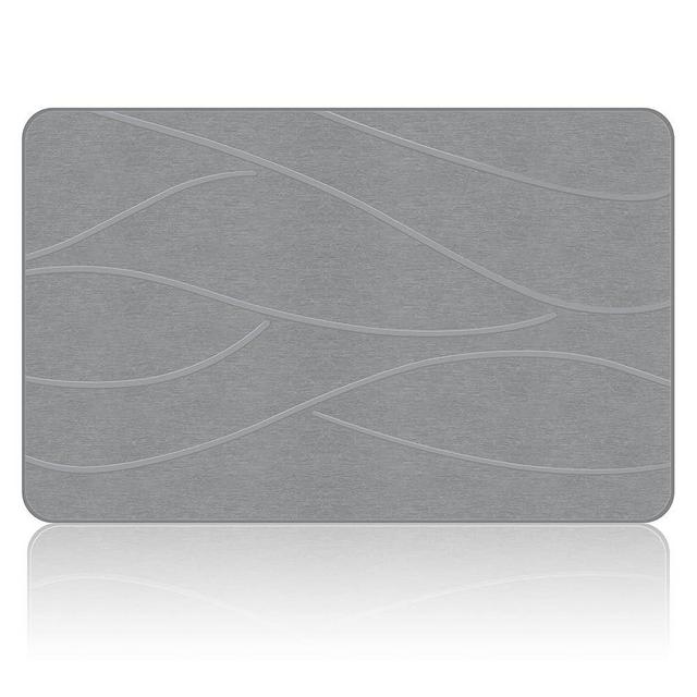 Veeloim Stone Bath Mat Diatomaceous Earth Shower Mat Non-Slip Super Absorbent Stone Bath Mats for Bathroom Quick Drying Bath Stone Mat Natural Easy to Clean(23.6×15.4" Gray)