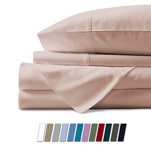 Mayfair Linen 100% Egyptian Cotton Sheets, Blush King Sheets Set, 800 Thread Count Long Staple Cotton, Sateen Weave for Soft and Silky Feel, Fits Mattress Upto 18'' DEEP Pocket
