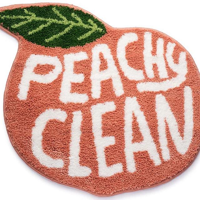 Peachy Clean Bath Mat - Peach Bath Mat - Cute Bathroom Decor - Peach Bathroom Decor Bath Rug - Extra Soft Peach Bathroom Rugs - Thick Plush Peach Rug Bath Decor -Washable Drying Small Bath Mat SRS67
