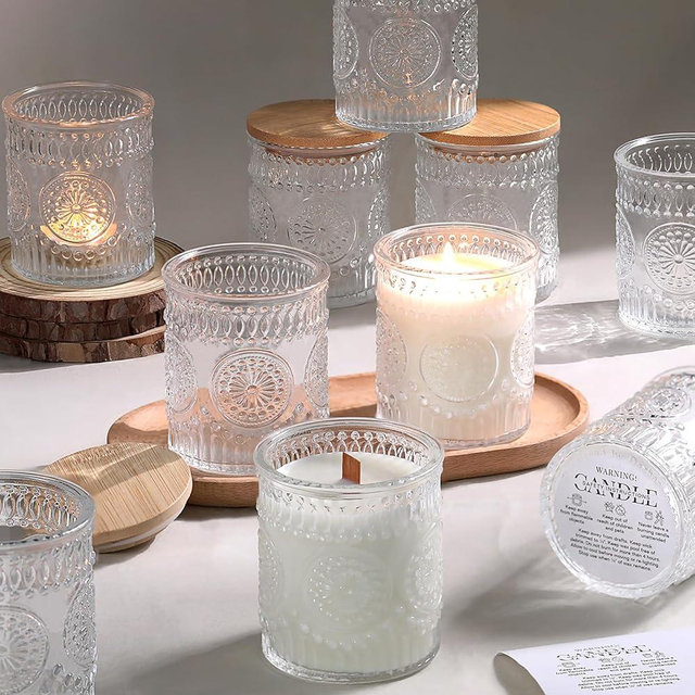 DARJEN 10 Pack Clear Candle Jars for Making Candles- 7.5 OZ Empty Glass Candle Making Jars with Bamboo Lids and Labels, Candle Making Supplies Candle Containers for Home DIY
