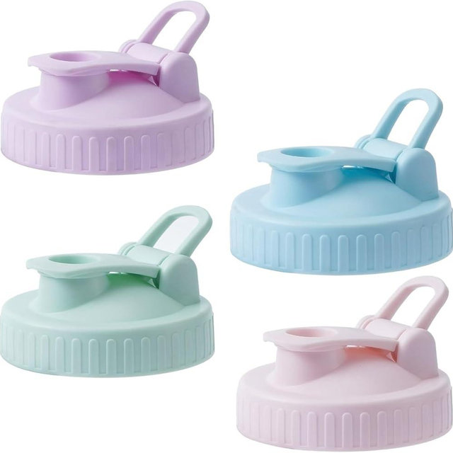 FyndraX Pour Spout Lids for Ball Regular Mouth Mason Jars, Airtight Canning Jar Flip Cap Top Lid for Drinking, Salad, Dressing Pouring, Leak-Proof, Colorful Pack of 4