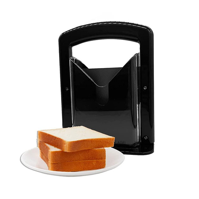 Bagel Slicer, Plastic and Stainless Steel Bagel Precision Slicer, Kitchen Bread Slicing Gadget Black