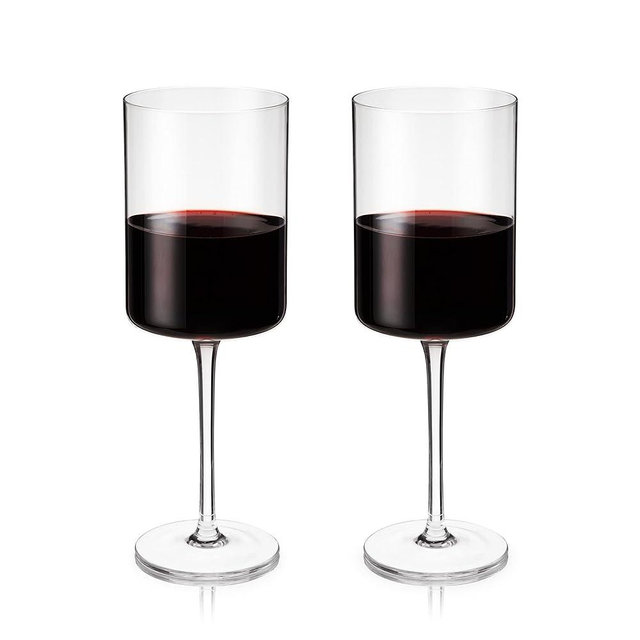 Viski Laurel Red Wine Glasses, Crystal Stemmed Tumblers Glassware for Wine or Cocktails, Top Rack Dishwasher Safe, 18 Oz, Set of 2